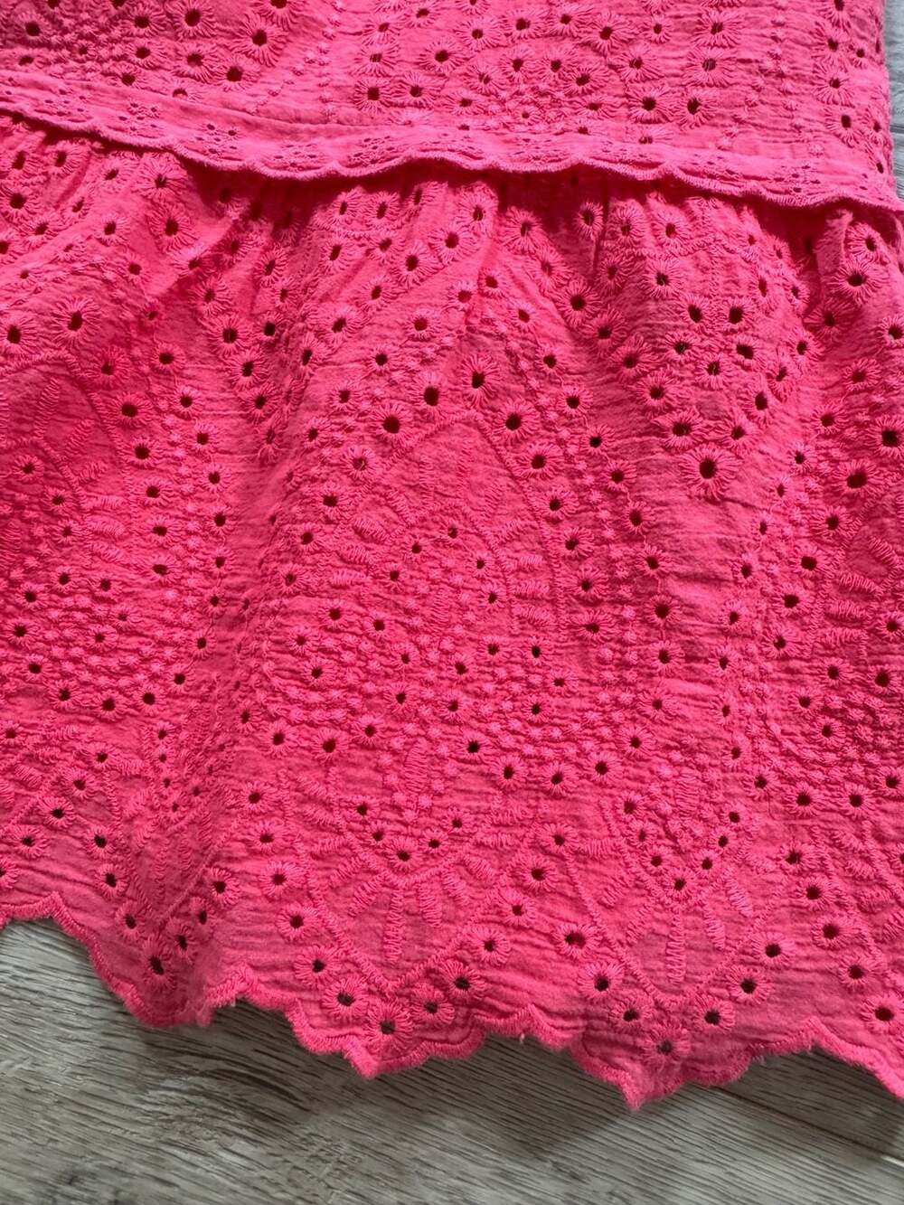 Betsey Johnson Paradise Pink Eyelet Off Shoulder Midi Dress Large Cottagecore - Picture 3 of 16